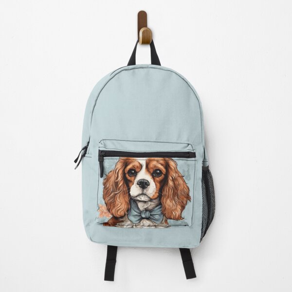Artikelvorschau, niedlicher Cavalier King Charles Spaniel Welpe Hund mit Blauer Schleife entworfen und verkauft von WallyPink.