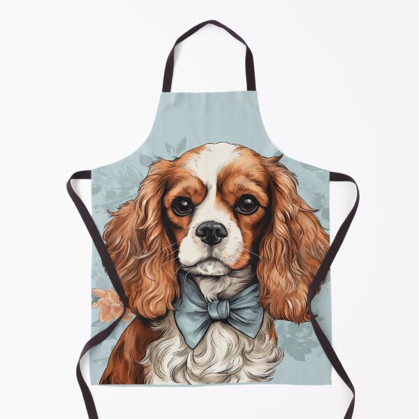 Aperçu de l'œuvre adorable chiot Cavalier King Charles Spaniel avec noeud bleu créée et vendue par WallyPink.