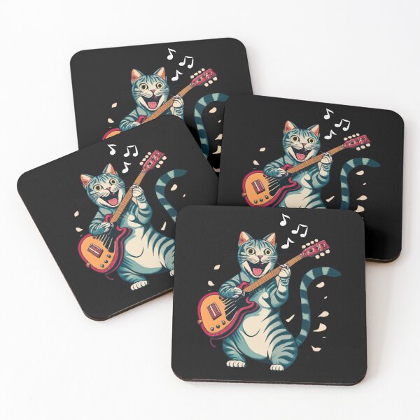 Item preview, rock cat playing guitar, funny rock cat designed and sold by NaaEchDesign ⭐⭐⭐⭐⭐.