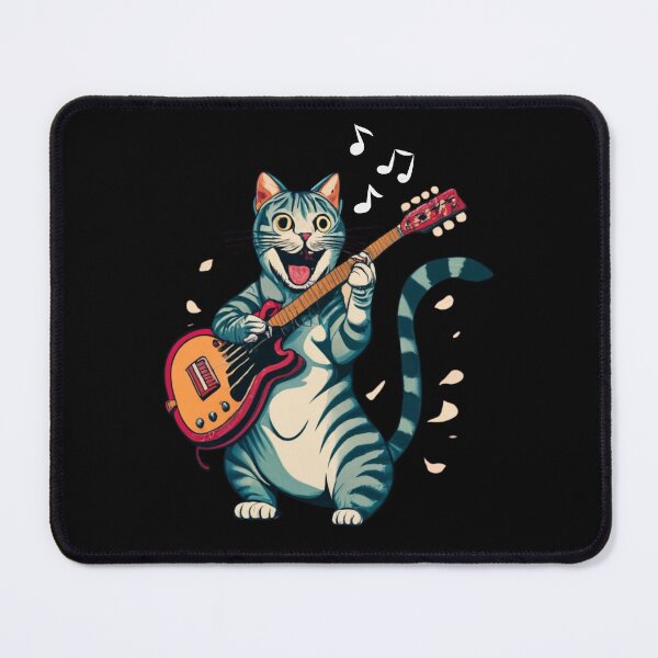 Item preview, rock cat playing guitar, funny rock cat designed and sold by NaaEchDesign ⭐⭐⭐⭐⭐.