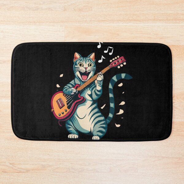 Item preview, rock cat playing guitar, funny rock cat designed and sold by NaaEchDesign ⭐⭐⭐⭐⭐.
