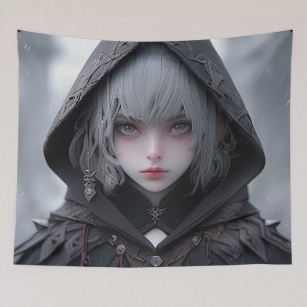Item preview, Mystical Gothic Hooded Cloak Assassin Anime Girl designed and sold by bubblegoth.