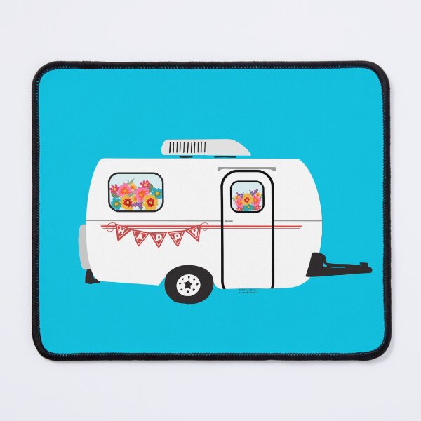 Item preview, Camp Happy Travel Trailer with Pennants and Flowers- Fiberglass Glamping designed and sold by creativebeeshop.