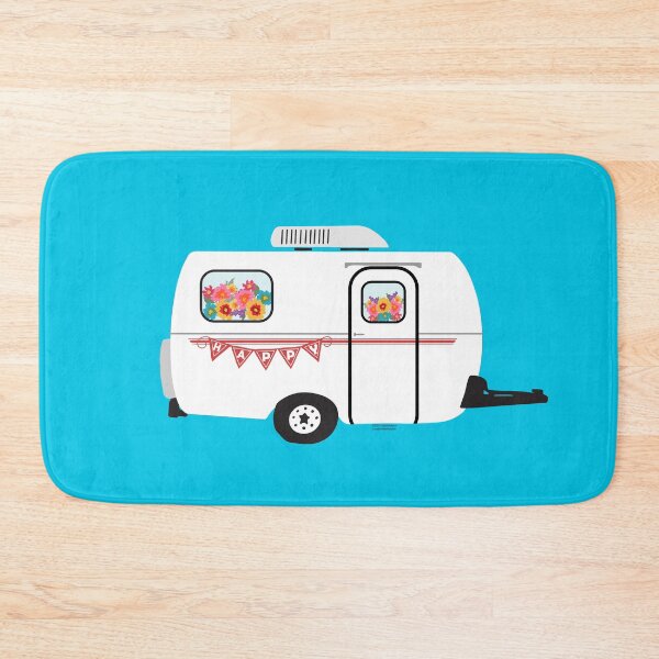 Item preview, Camp Happy Travel Trailer with Pennants and Flowers- Fiberglass Glamping designed and sold by creativebeeshop.
