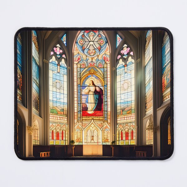 Item preview, vintage stainglass inside a church with jesus designed and sold by IncredibleGeek.