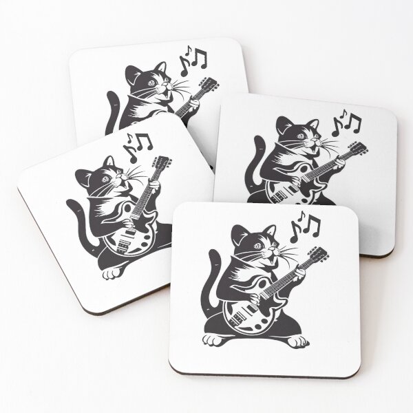 Item preview, rock cat playing guitar, funny rock cat designed and sold by NaaEchDesign ⭐⭐⭐⭐⭐.