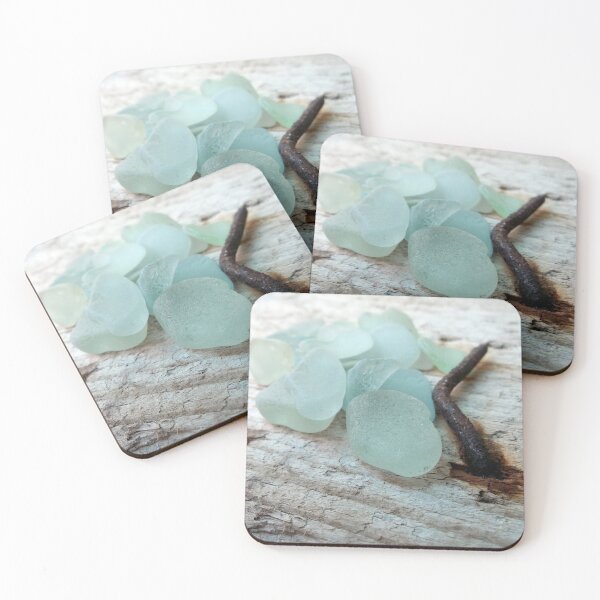 Item preview, Sea Foam Sea Glass and Rusty Nail on Rustic Wood Pale Turquoise designed and sold by Beachy.