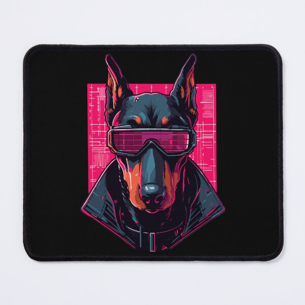 Item preview, Cyberpunk Doberman - Neon Netrunner designed and sold by BarkandStick.