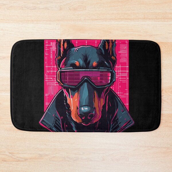 Item preview, Cyberpunk Doberman - Neon Netrunner  designed and sold by BarkandStick.