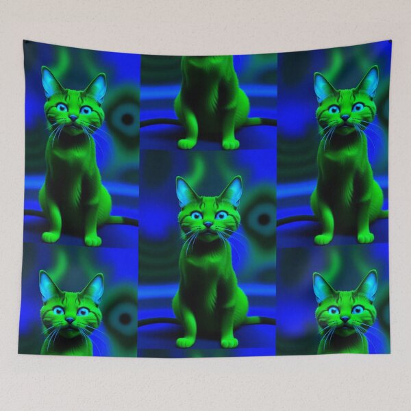 Item preview, Trippy Pscychedelic Green Cat  designed and sold by TheDarkWardrobe.