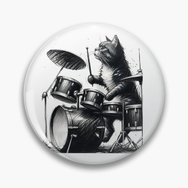 Item preview, CAT PLAYING DRUMS designed and sold by ArtFeverShop.