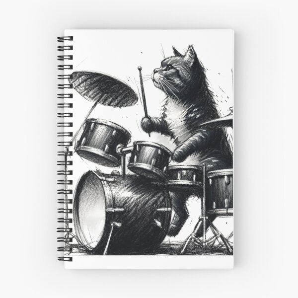 Item preview, CAT PLAYING DRUMS designed and sold by ArtFeverShop.