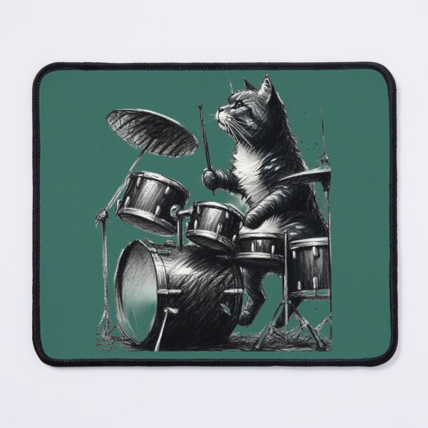 Item preview, CAT PLAYING DRUMS designed and sold by ArtFeverShop.