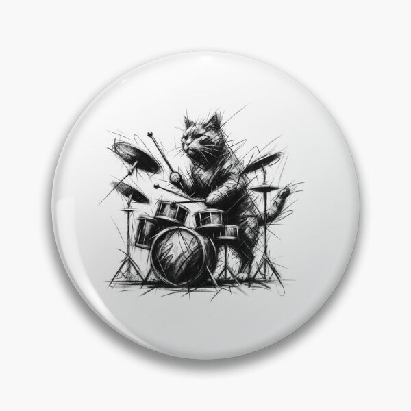Item preview, Cat Playing drums designed and sold by ArtFeverShop.
