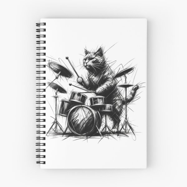 Item preview, Cat Playing drums designed and sold by ArtFeverShop.