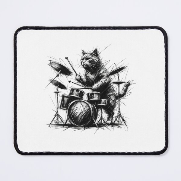 Item preview, Cat Playing drums designed and sold by ArtFeverShop.