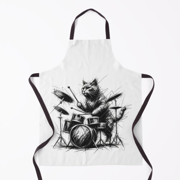 Item preview, Cat Playing drums designed and sold by ArtFeverShop.