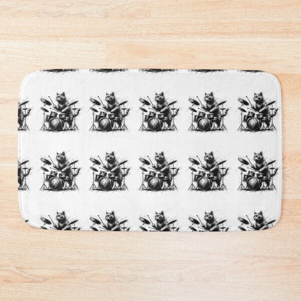 Item preview, Cat Playing drums designed and sold by ArtFeverShop.