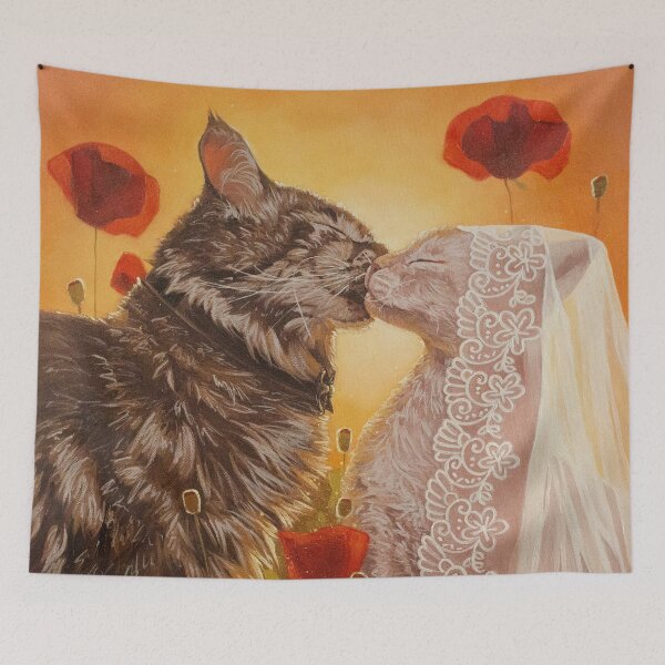 Item preview, Cats wedding fantasy oil painting designed and sold by Yue Zeng Art Studio.