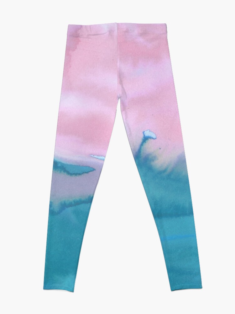Alternate view of Pink and blue just for you - abstract watercolor art Leggings