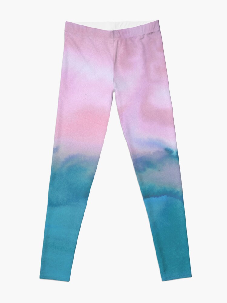 Alternate view of Pink and blue just for you - abstract watercolor art Leggings