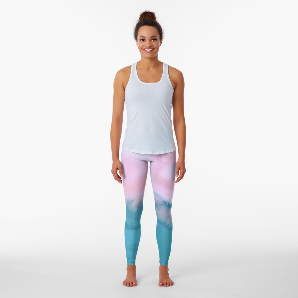 Pink and blue just for you - abstract watercolor art Leggings