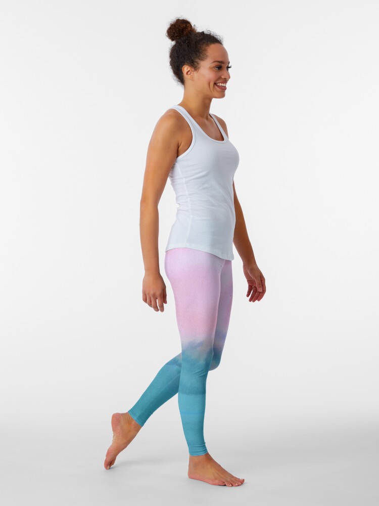 Alternate view of Pink and blue just for you - abstract watercolor art Leggings