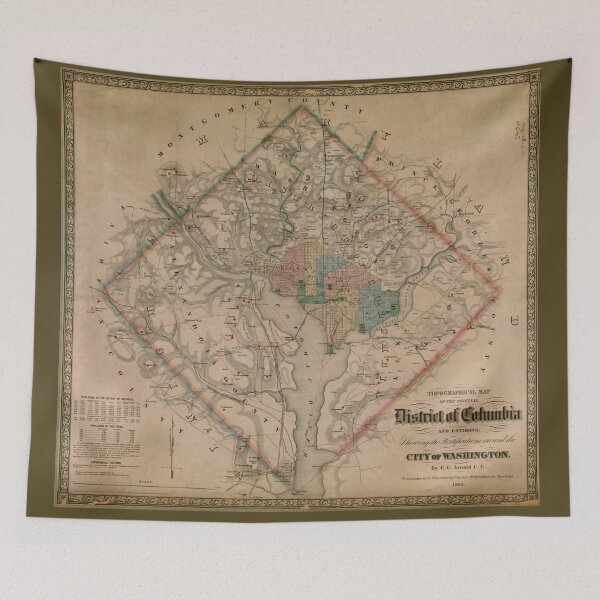 Item preview, Vintage Washington DC Civil War Defenses Map (1864) designed and sold by BravuraMedia.
