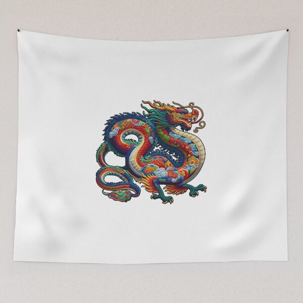 Item preview, Embroidered Multicolor Chinese Style Dragon Animal Legend designed and sold by kylmllr101684.