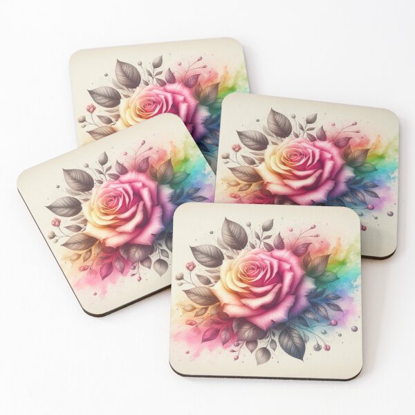 Item preview, Watercolor Rose - Rainbow Rose Painting designed and sold by Star-Fragment.