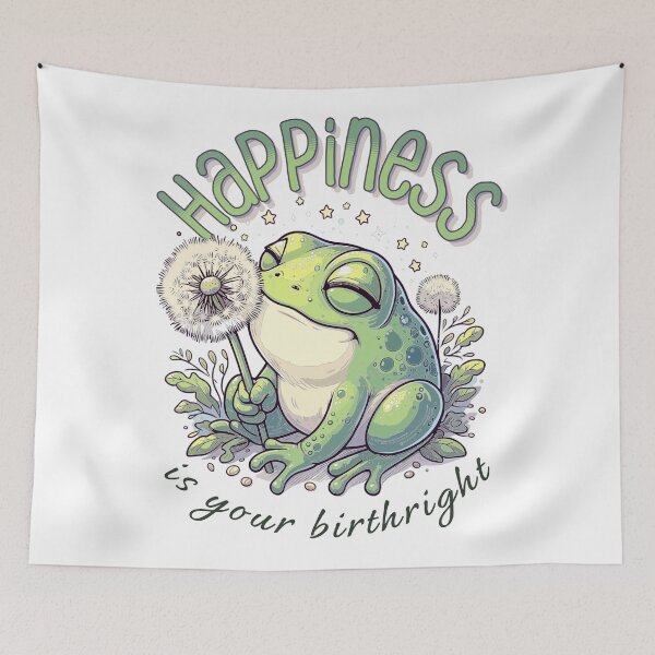 Item preview, Dandelion Frog With the Motivational Words "Happiness Is Your Birthright" designed and sold by QuirkPrint.