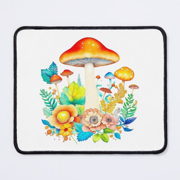 Item preview, Retro Mushrooms and Flowers Watercolor designed and sold by wheresthekarma.