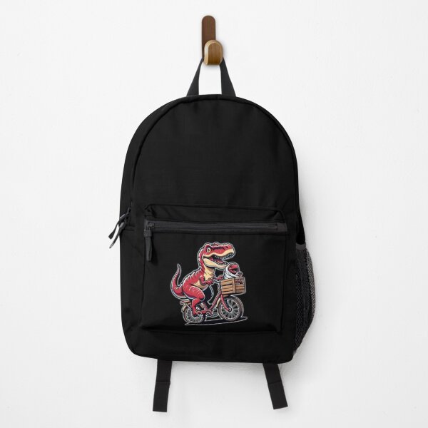 Vista previa del artículo con la obra «E.T. PUN EXTRA TERRESTRE, DINOSAURIO TREX ROJO EN BICI, Dinosaurio Andando En Bicicleta Con Bebé T-Rex», diseñado y vendido por TammarsDesigns.
