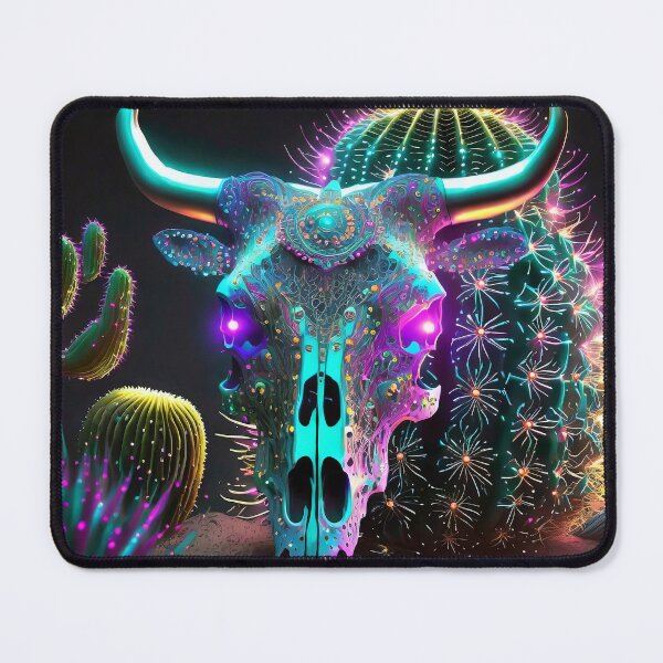 Item preview, Neon Cow Skull Desert Scene designed and sold by JohnXD247.