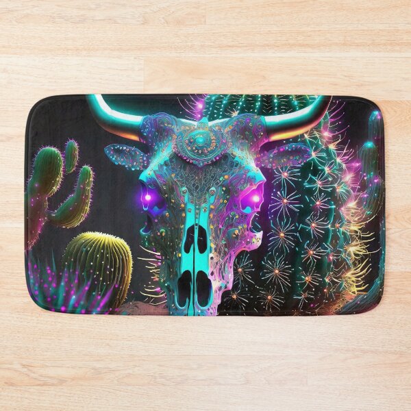 Item preview, Neon Cow Skull Desert Scene designed and sold by JohnXD247.