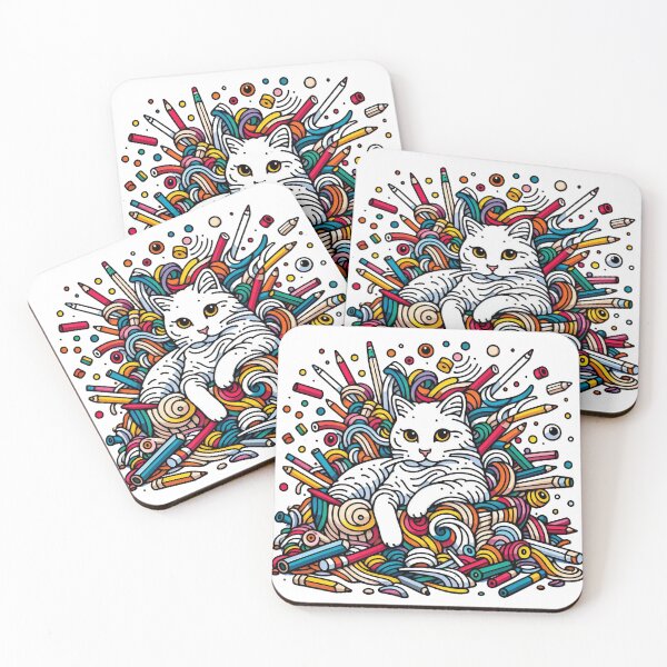 Item preview, colourful cat art designed and sold by wakuwakuhouse.