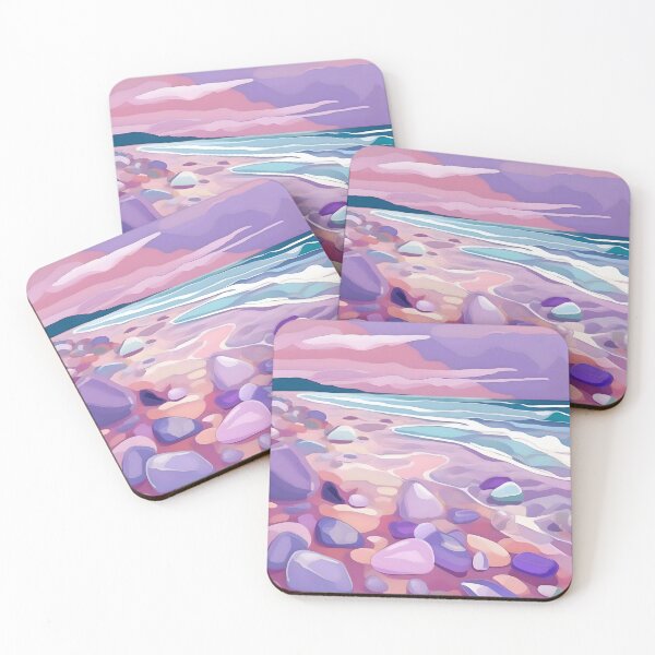 Item preview, Seaglass in lilac beach scene designed and sold by WildLadyWood.