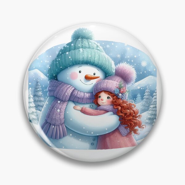 Item preview, Snowman hugging a Girl with Mountains in the Background designed and sold by DreamyEscapism.