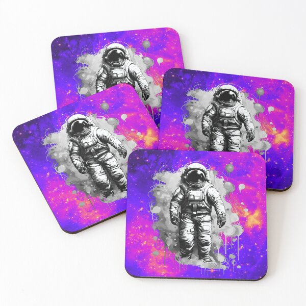 Item preview, Vibrant Purple and Pink Galaxy with Grayscale Astronaut: A Captivating Blend of Colors and Cosmic Exploration  designed and sold by s-n-s-designs.