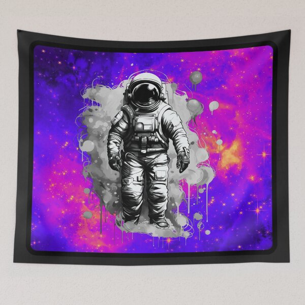 Item preview, Vibrant Purple and Pink Galaxy with Grayscale Astronaut: A Captivating Blend of Colors and Cosmic Exploration  designed and sold by s-n-s-designs.
