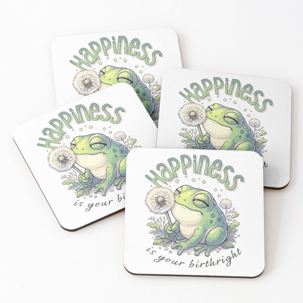 Item preview, Dandelion Frog With the Motivational Words "Happiness Is Your Birthright" designed and sold by QuirkPrint.
