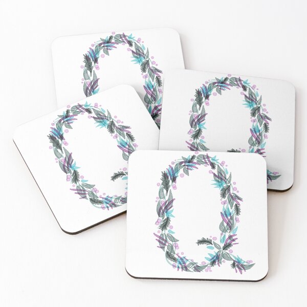 Item preview, Turquoise and Purple Watercolor Floral Monogram Q designed and sold by serafineaandd.