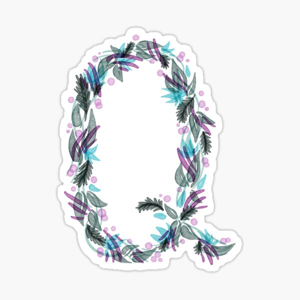 Item preview, Turquoise and Purple Watercolor Floral Monogram Q designed and sold by serafineaandd.