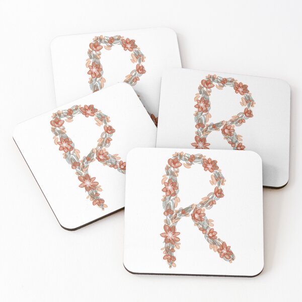 Item preview, Burnt Orange and Teal Watercolor Floral Monogram R designed and sold by serafineaandd.