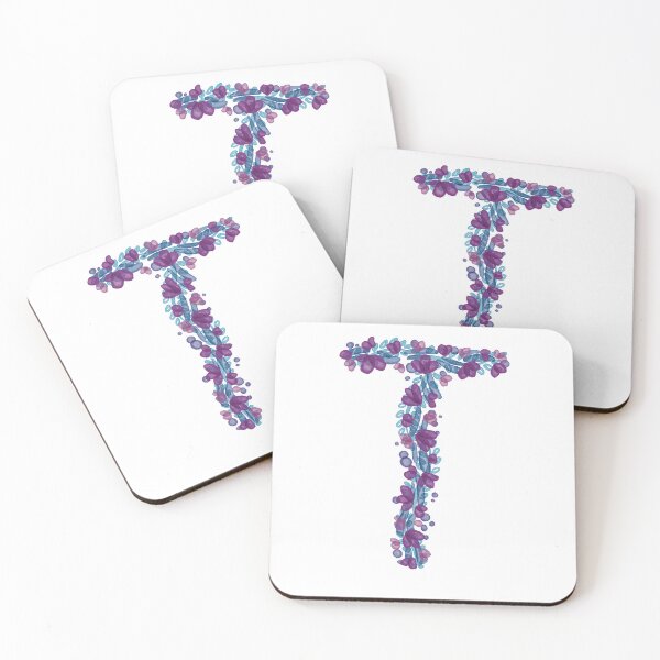 Item preview, Teal and Magenta Watercolor Floral Monogram T designed and sold by serafineaandd.