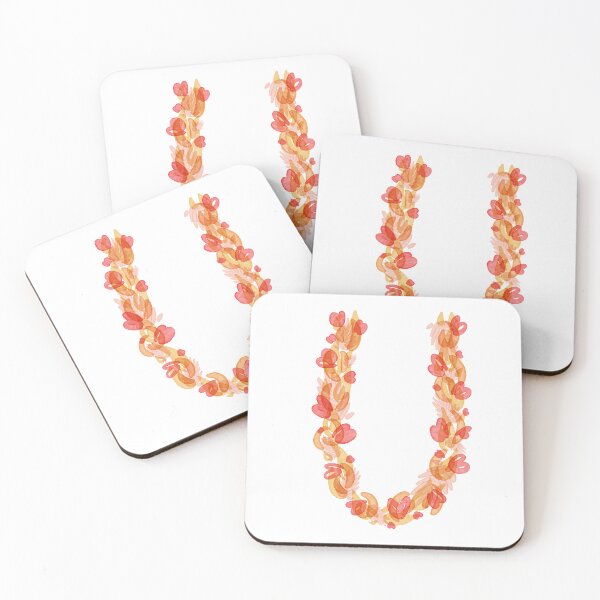 Item preview, Warm Red and Orange Watercolor Floral Monogram U designed and sold by serafineaandd.