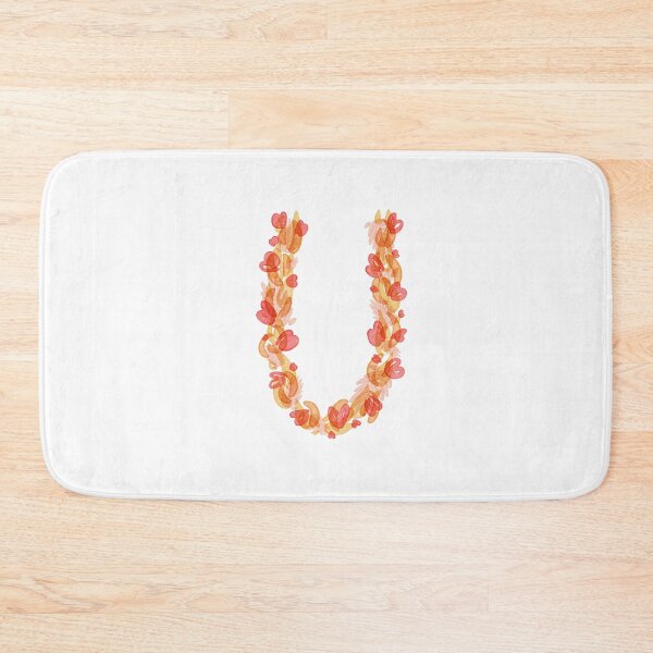 Item preview, Warm Red and Orange Watercolor Floral Monogram U designed and sold by serafineaandd.