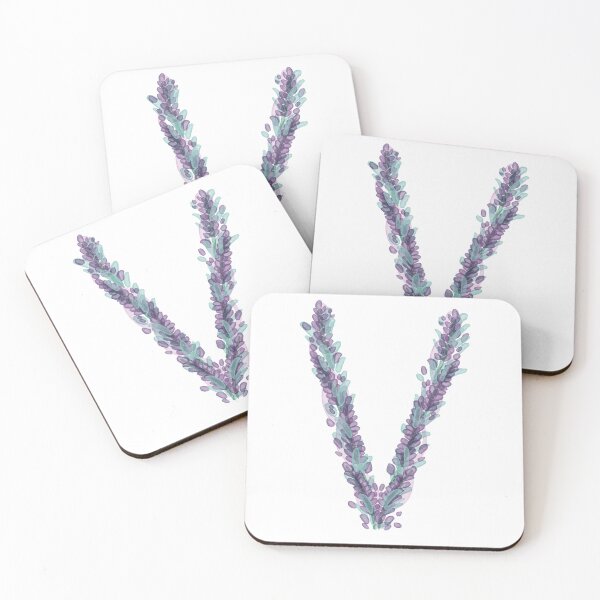 Item preview, Lavender and Mint Watercolor Floral Monogram V designed and sold by serafineaandd.