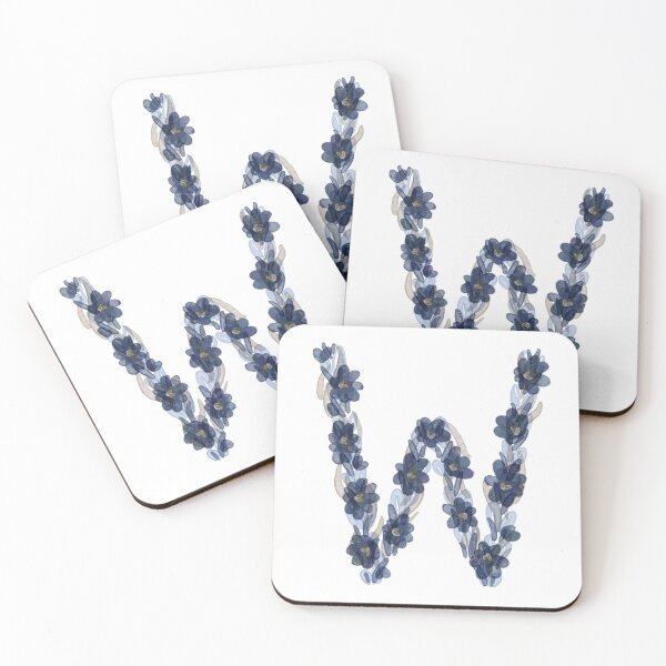 Item preview, Shades of Blue Watercolor Floral Monogram W designed and sold by serafineaandd.