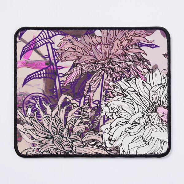 Item preview, Abstract Botanical Wall Art - Fiddleheads and Dahlias, Plum, Fuchsia, and Pink, Collage No.12623-04 designed and sold by MirabiliaMagpie.